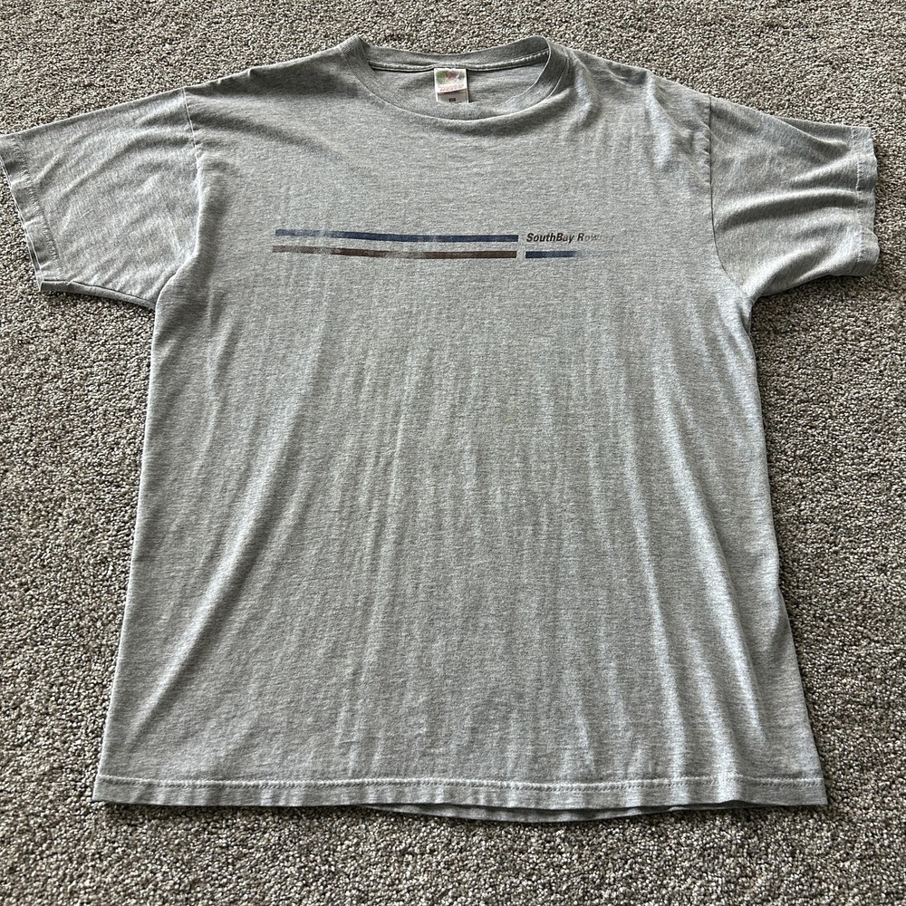Fruit Of The Loom Shirt Mens XL Gray SouthBay Rowing Stripe Graphic Tee T-Shirt
